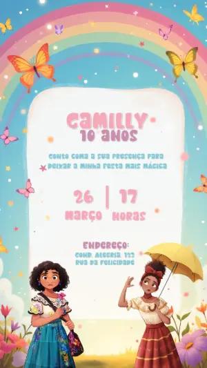 Convite Aniversário Encanto com Personagens para Editar Online