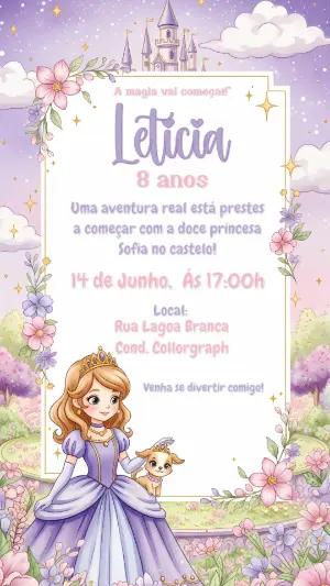 Convite Aniversário Princesinha Sofia para Editar Online