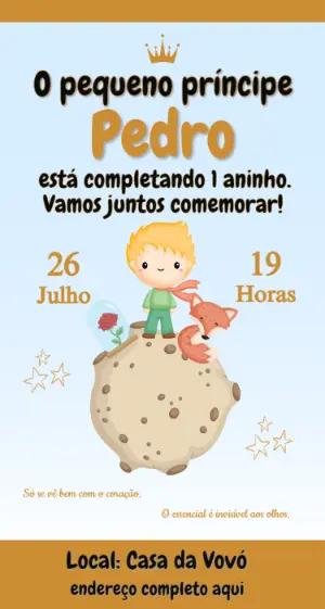 Convite de Aniversário O Pequeno Príncipe Editável
