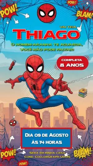 Convite de Aniversário Homem-Aranha estilo Quadrinhos para editar