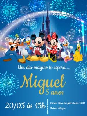 Convite de Aniversário Mickey e Turma Editável Online
