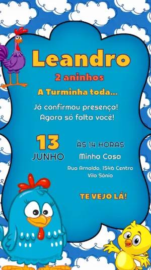 Convite de Aniversário Galinha Pintadinha Azul para Editar
