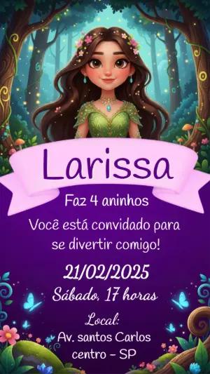 Convite Aniversário Fada da Floresta Encantada Editável