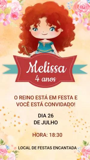 Convite Animado Aniversário Princesa Merida para Editar Online