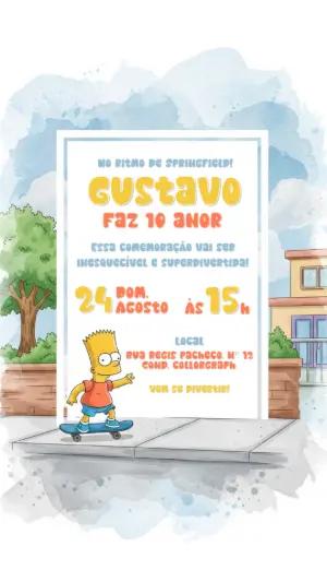 Convite de Aniversário Bart Simpsons para Editar Online
