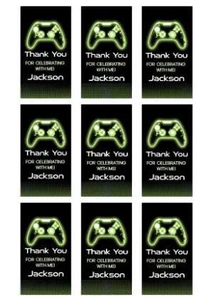 Editable Gamer Party Thank You Tags with Neon Controller