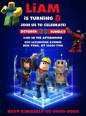 Roblox Birthday Invitation with Characters to Edit Online