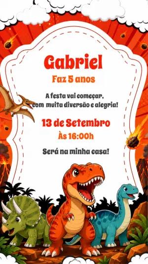 Convite de Aniversário Dinossauros | Modelo Editável Infantil