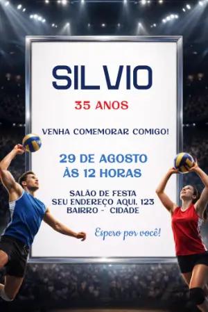 Convite de Aniversário Vôlei Esportivo para Editar Online