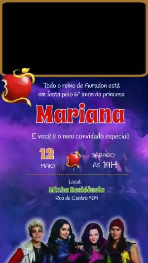 Vídeo Convite de Aniversário Descendentes para Editar Online