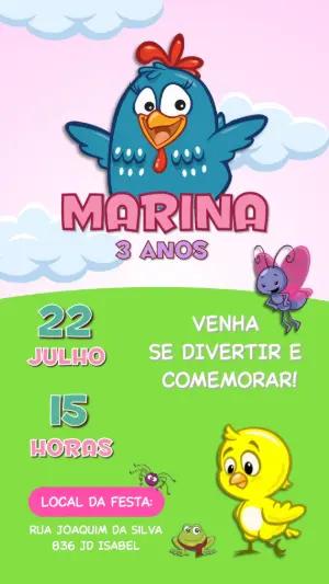 Convite Aniversário Galinha Pintadinha para Editar Online