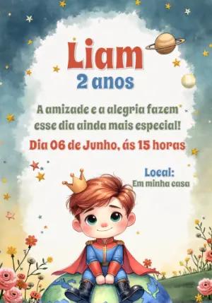 Convite Aniversário Pequeno Príncipe Fofo para Editar Online
