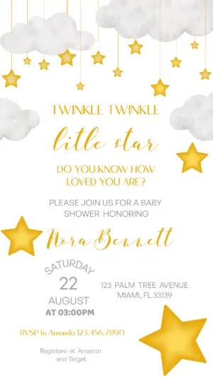 Twinkle Twinkle Little Star Baby Shower Invitation Editable Template