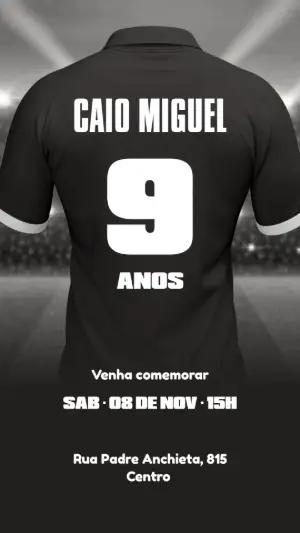 Convite de Aniversário Futebol Camisa de Time para Editar Online
