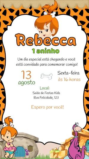 Convite de Aniversário Pedrita Flintstones | Modelo Editável