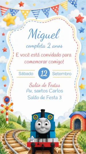 Convite Editável de Aniversário Thomas e Seus Amigos