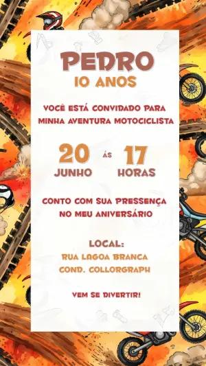 Convite de Aniversário Motocross Radical para Editar Online