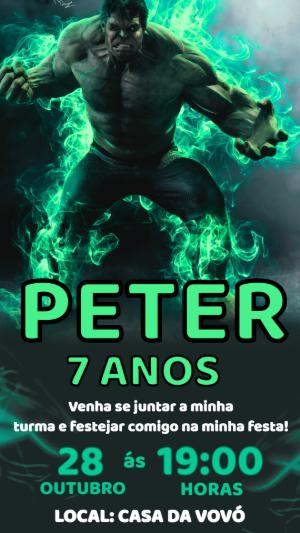 Convite de Aniversário Hulk Verde e Poderoso para Editar