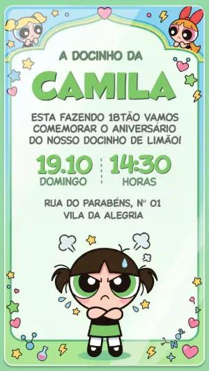 Convite de Aniversário Docinho Meninas Superpoderosas Editável
