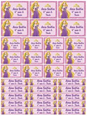 Etiquetas Escolares Rapunzel Editáveis para Imprimir