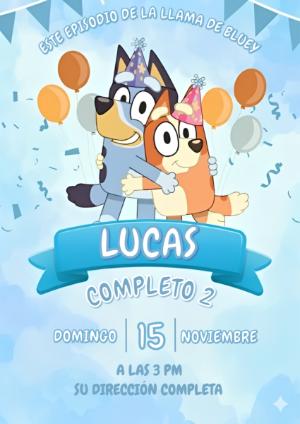 Invitación de Cumpleaños de Bluey y Bingo para Editar Online