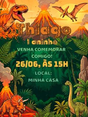 Convite de Aniversário Dinossauro Infantil Editável