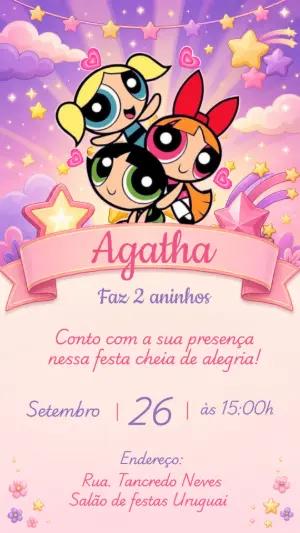 Convite de Aniversário As Meninas Superpoderosas Editável