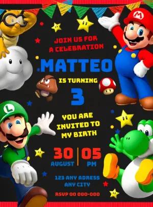 Super Mario Bros. Birthday Invitation | Editable Digital Template
