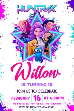 K-Pop Demon Hunter Birthday Invitation | Editable Digital Template