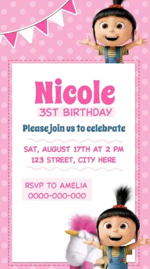 Cute Agnes Birthday Party Invitation | Editable Template