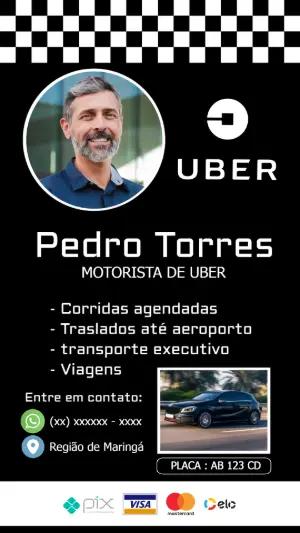 Cartão de Visita Digital Uber com Foto para Editar Online