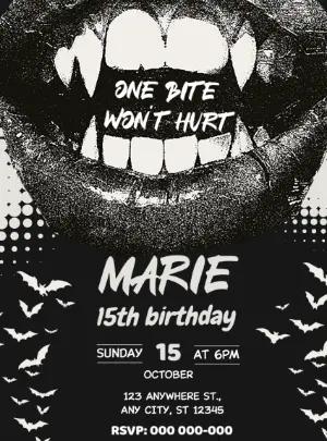 Vampire Birthday Invitation Editable Template
