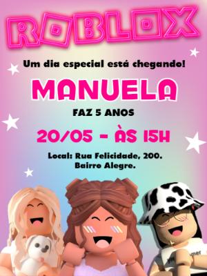 Convite de Aniversário Roblox Menina para Editar Online
