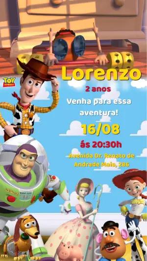 Convite Animado de Aniversário Toy Story para Editar Online