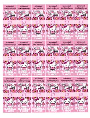 Rótulo para Tic Tac Hello Kitty Rosa Editável para Aniversário