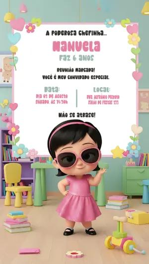 Convite Aniversário Poderosa Chefinha para Editar Online
