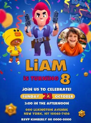 Editable Brawl Stars Birthday Invitation for Gaming Party