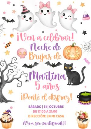 Invitación de Cumpleaños de Halloween para Niña para Editar