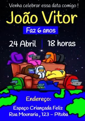 Convite de Aniversário Among Us para Editar Online