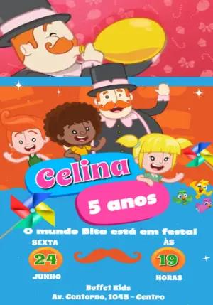 Convite Animado Aniversário Mundo Bita para Editar Online