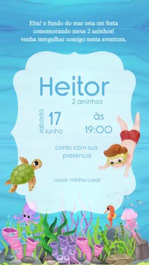 Convite Aniversário Fundo do Mar para Editar Online