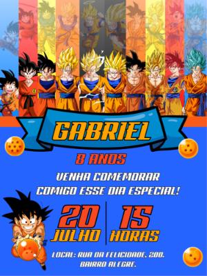 Convite de Aniversário Dragon Ball Z com Goku para Editar Online