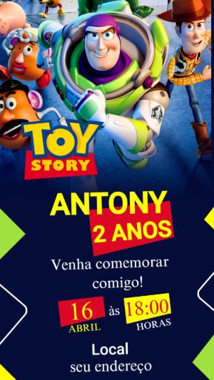 Convite Digital Toy Story para Aniversário Infantil Editável
