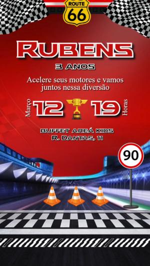 Vídeo Convite de Aniversário Relâmpago Mcqueen Route 66 Editável