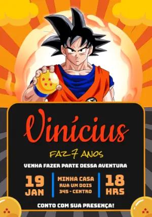 Convite de Aniversário Dragon Ball Z com Goku para editar