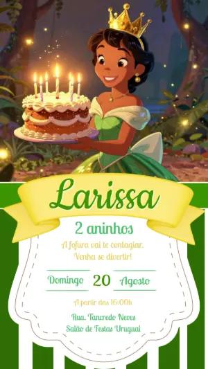 Convite de Aniversário Princesa Tiana Editável para Festa Infantil