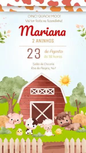 Convite de Aniversário Fazendinha Aquarela para Editar