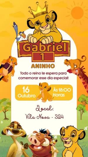 Convite de Aniversário Rei Leão Editável com Simba Bebê