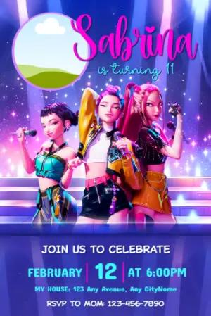 K-Pop Demon Hunter Birthday Invitation | Editable Template