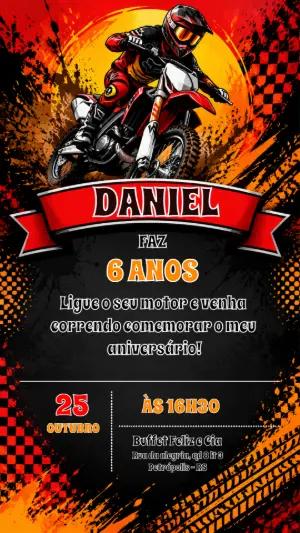 Convite de Aniversário Motocross Radical para Editar